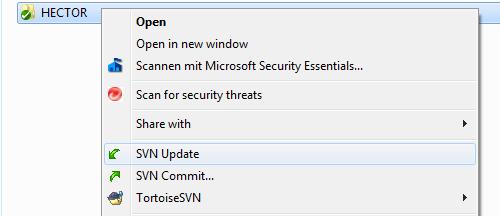 ) Keeping up to date: Right click on the folder and choose SVN Update.