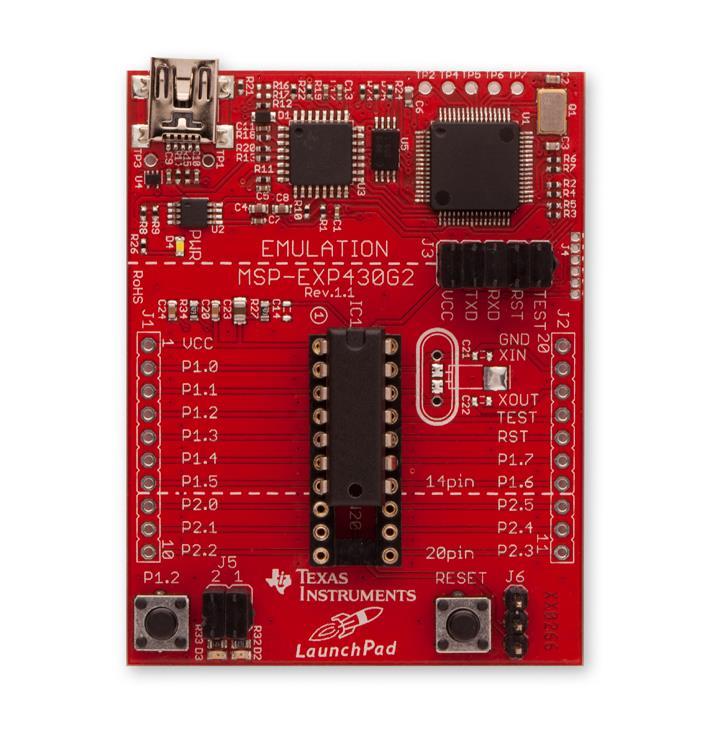 Board Safety: When Launchpad board is connected to USB: - don't connect VCC pin to anything (chip is USB powered) - do connect GND pin to your circuit (floating gnd) - safest to always connect P1.