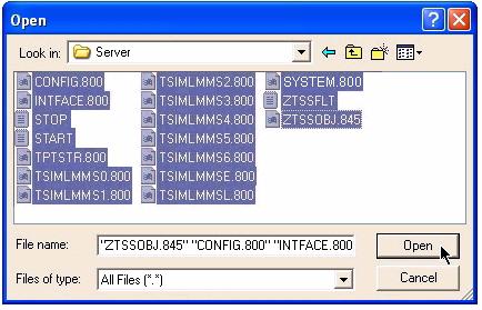 MLMM Software Installation for the NonStop NS-Series Server and Client Transferring Files via FTP The Open dialog box appears. Figure 2-5. Open Dialog Box - Server Files 5.