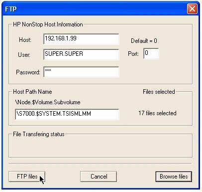 MLMM Software Installation for the NonStop NS-Series Server and Client Transferring Files via FTP The FTP dialog box reappears as shown in Figure 2-6.