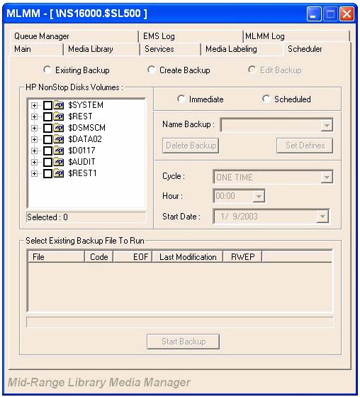 MLMM GUI Operations Scheduler Tab Scheduler Tab The Scheduler main tab, shown in Figure 6-13,
