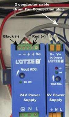 Connect the black wire to the FWD terminal and the white (or green) wire to the DCM terminal. The red wire is not used and should be clipped back.