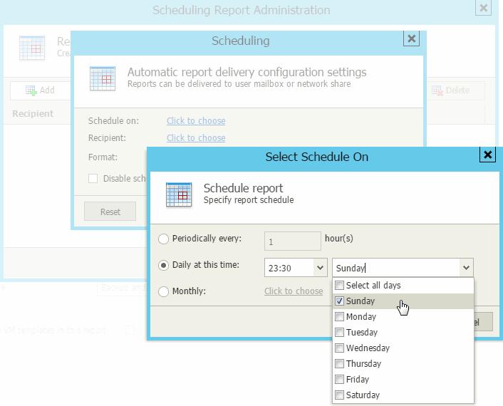 Specifying Delivery Schedule To configure automatic report delivery, you must specify the schedule according to which Veeam ONE Reporter must generate and deliver the report.