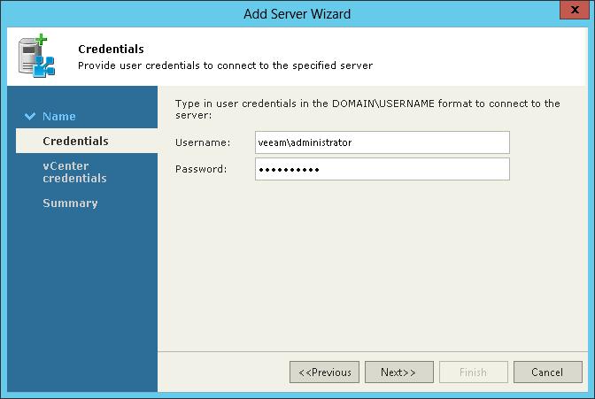 Step 3. Specify Server Name At the Name step of the wizard: 1. Enter DNS or IP address of the vcloud Director server that will be connected to Veeam ONE Monitor. 2.