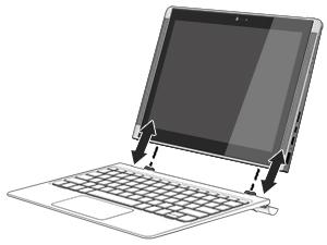 Connecting the tablet to the keyboard base To connect the tablet to the keyboard base, insert the tablet docking port into the keyboard base docking