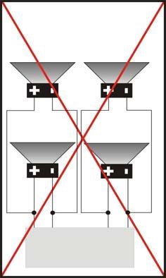 Connect the speakers according the following diagram, incorrect connections will