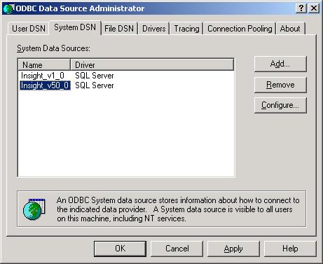Figure 32: ODBC Data Source Administrator 5. Update the Database Description field, referring to the database name created on the secondary system.