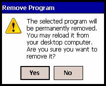 5 In the Remove Program dialog, click Yes to permanently remove the