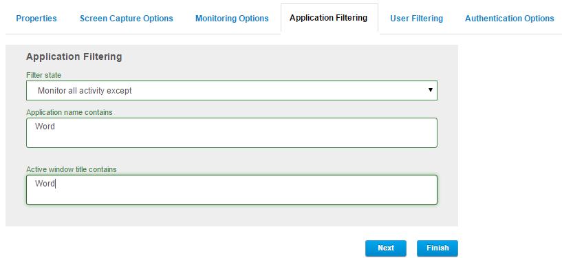 define the application filtering