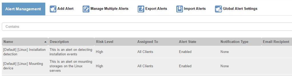 Alerts Alerts About Alerts are instances that notify the investigator of a specific activity (potentially harmful/forbidden actions) on the target computers with installed Clients and allow the