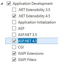 On the Role Services page, select the ASP.NET 4.5 option (under Application Development). 6. Click Next and then click Add Features. 7.