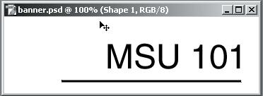 words MSU 101. Select the Line tool (below Text tool).