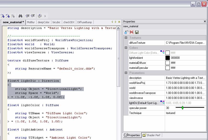 Using FX Composer 2.1.3. Properties Panel The Properties panel is used to view and change object properties.