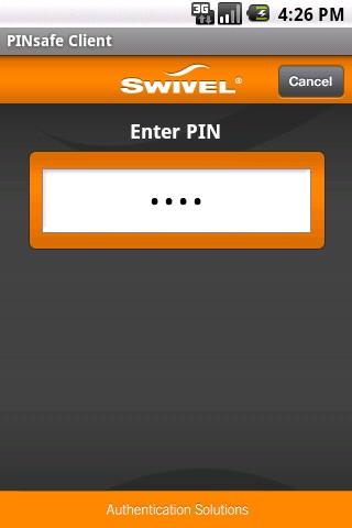 Using the Android Client with ChangePIN The client can be used in conjunction with the Swivel changepin application to allow a user to change their PIN.