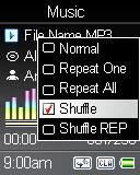 Note: Once EQ is enabled, the SRS(WOW) settings will be disabled. Set Repeat Mode 1. In Playback Mode, enter the submenu. 2.