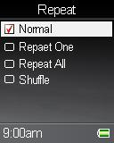 a. Normal: Play the selected tracks in sequence. b. Repeat one: Repeat the current track. c. Repeat All: Repeat all the selected tracks.