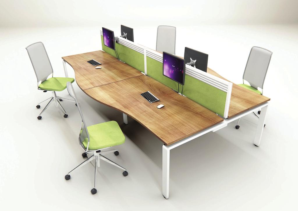 Above: Set of 4 Wave, Birch: Featured is a Set of 4 Wave Desks in Birch with a White frame.