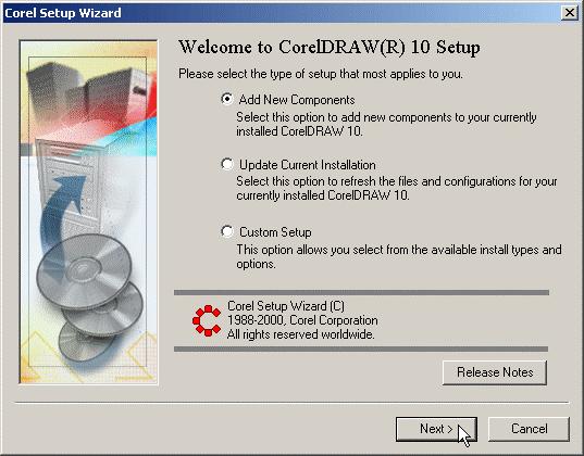 Installing Visual Basic for Applications (English Version of CorelDRAW) 1.