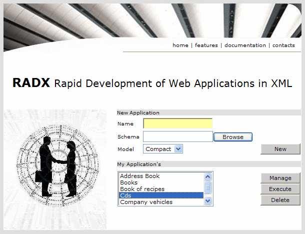 As RADX uses XML both in the data layer and the presentation layer, we decided to explore the use of XML also in the logic layer using XSLT [2] transformations on XML documents.