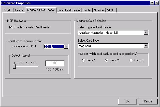Magnetic Card Reader Procedures Use this window to set up the magnetic card reader parameters. Do not change the settings for the Magnetic Card Reader unless directed to do so by a 3M Technician.