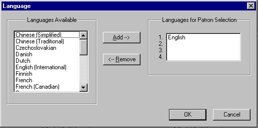 Languages Add a Language (if other than English) The SelfCheck System is capable of using up to four languages for the patron interface, patron messages, and receipts.