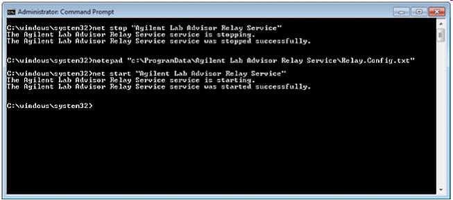 4 Staying with the Lab Advisor Relay Service Relay Service Technical Details Note that the command prompt must be started by a user with administrator rights.