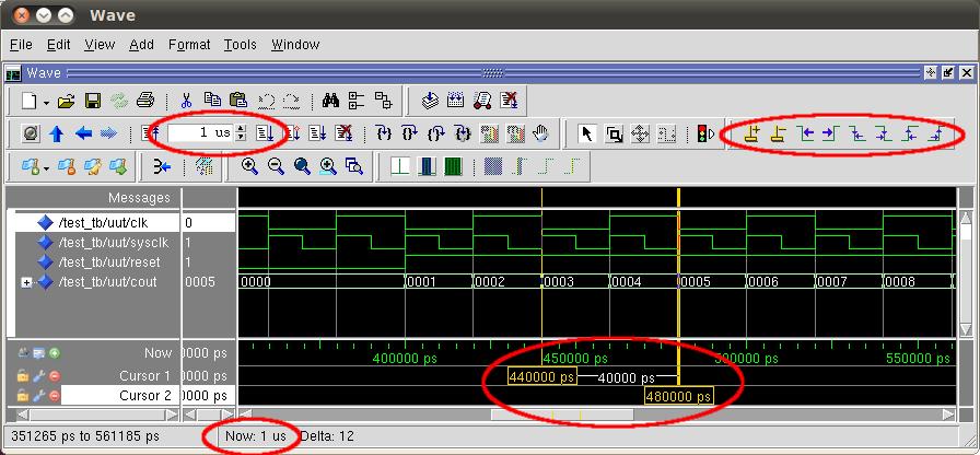The object inspector on the right side shows the input/output ports and the internal signals of the currently selected component.