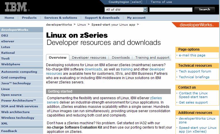 Linux on zseries Developer Resources ibm.