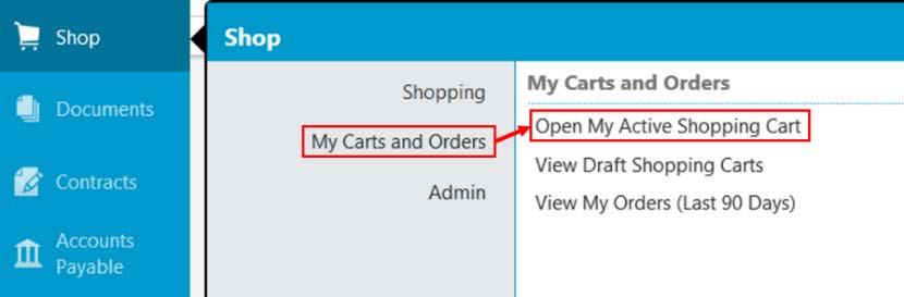 View your cart by clicking Shop on the slide out menu (on the left of