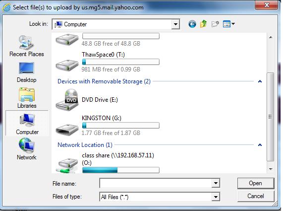 If the file is saved on a flash drive, select Computer and then scroll down to Devices with Removable Storage.