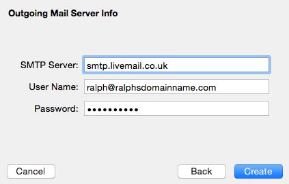 Step 5 The Outgoing Mail Server page will appear. Enter the following information: SMTP mail server: Enter smtp.livemail.co.