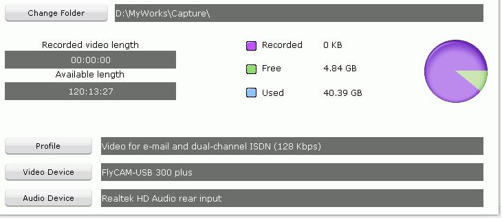 Chapter 4: Studio Mode Capture Information Pane The Capture Information pane displays information about the captured media, such as recorded file size, available disk space, and recorded video/audio