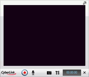 CyberLink StreamAuthor 3. Click. The video capture window opens. Click to set the recording volume. Click to take a snapshot of the current video frame. Click to configure your capture device.
