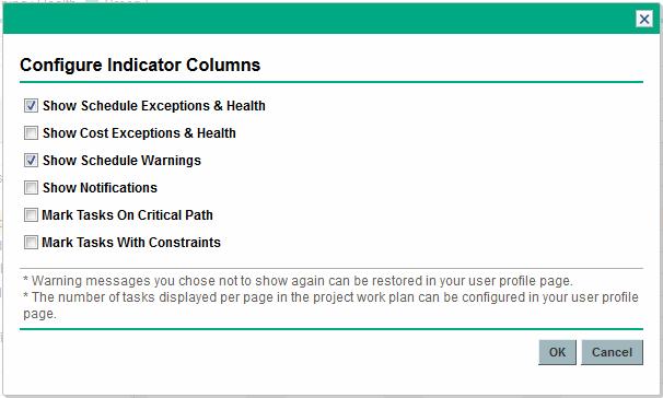 Chapter 7: Viewing and Monitoring Project Metrics The Configure Indicator Columns dialog box opens. 4. Select the Mark Tasks on Critical Path checkbox. 5. Click OK.