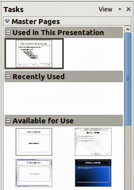 Presentation, Recently Used, and Available for Use.