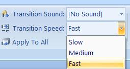 Transition Speed and Sound Animations Transition Speed Select options