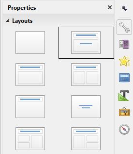 Click on the Properties icon at the side of the Sidebar to open Layouts section and display the available layouts (Figure 15).