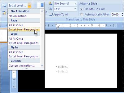 Apply a built-in animation effect to text or an object To apply a built- in animation effect in Office PowerPoint 20