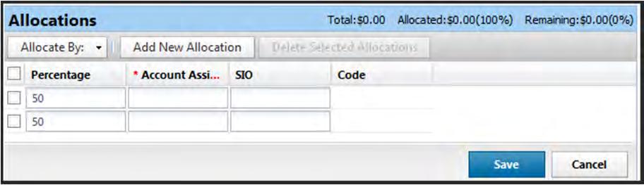 Click Allocate to apply allocations necessary to any estimated expenses.