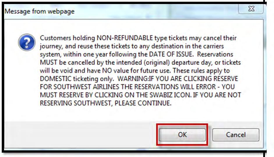 Read the message from Concur. Click OK.