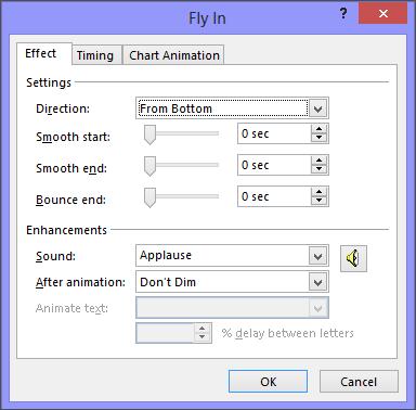 pptx Exercise: Use the Animation Pane to add the Whoosh sound to the chart animation on Slide 4. Click Play to preview the animations. Click here to view options.