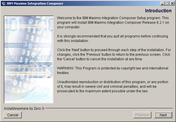 The update program displays the Introduction dialog box as shown in the following figure.