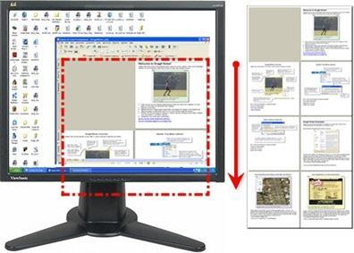 The capture area begins to scroll automatically, continuing until the lower edge of the scrolling window is reached. The capture is sent to the selected Output.