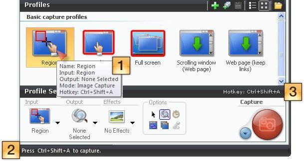 SnagIt 9.0 Help File PDF Profile Hotkeys Use a hotkey to quickly take captures without interacting with the SnagIt interface. Customize the hotkey(s) for SnagIt or on a per capture profile basis.