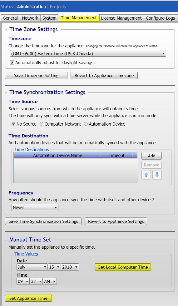 eatm tmanager Release 2.5 Page 5 Setting the Time n the eatm tmanager The eatm tmanager s time clck can by synced with a variety f devices. In this example, we will sync it with the cmputer s clck. 1.