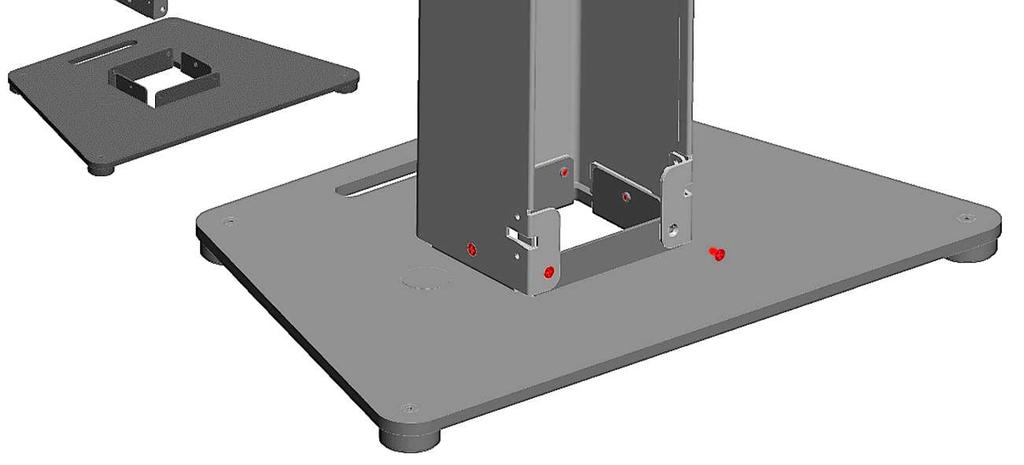 Assemble base plate to tower using (6) screws