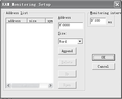 6.2.2 Set Register Select Setup from the shortcut menu in Figrue 9, and RAM Monitoring Setup window pops up, as shown in Figure 10.