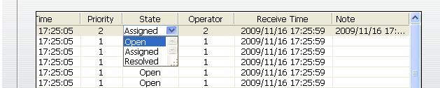 Operator in alarm list table.
