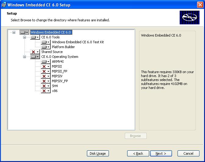 Getting Started When the following dialog appears, be sure to select Platform Builder and under CE 6.0 Operating System the files for ARMV4I.