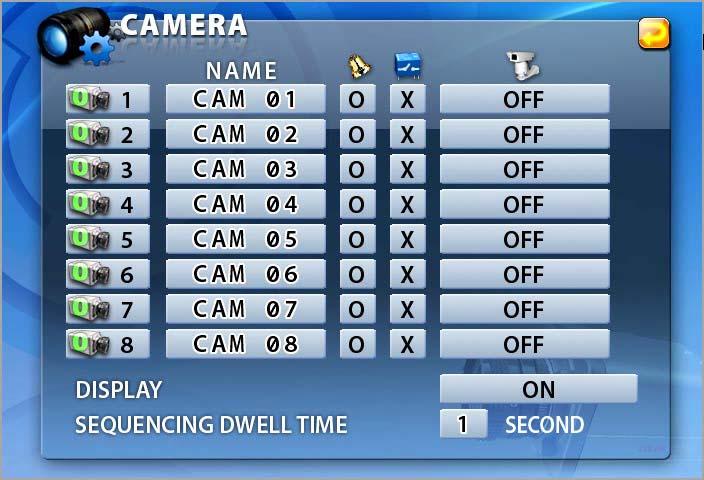 Stand-alone DVR Instruction Manual 7-4. CAMERA Click the CAMERA button in the SETUP menu and then the CAMERA menu will be displayed (See [Fig. 7-29]).
